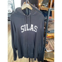 【SILAS】カレッジロゴ プリント プルオーバーパーカー ブラック XLサイズ