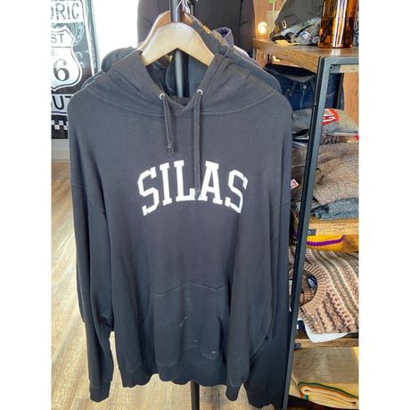 【SILAS】カレッジロゴ プリント プルオーバーパーカー ブラック XLサイズ