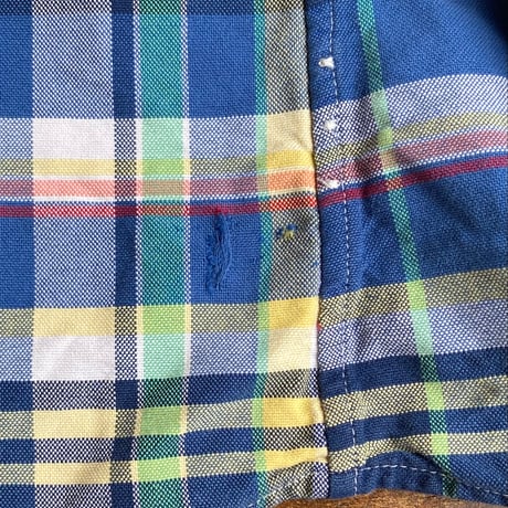 【RALPH LAUREN 】コットン100% ボタンダウンシャツ ブルー系マルチカラー M