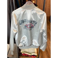 80s-90s USA製 【Westark】　LAKE COUNTY　サテン スタジャン シルバー Mサイズ カークラブ ヴィンテージ