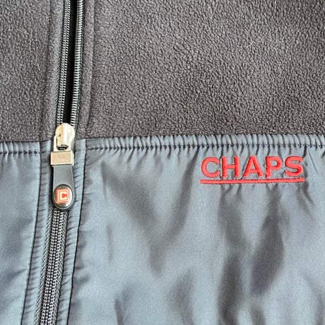 【CHAPS】切替デザイン フルジップ フリースジャケット ブラック M