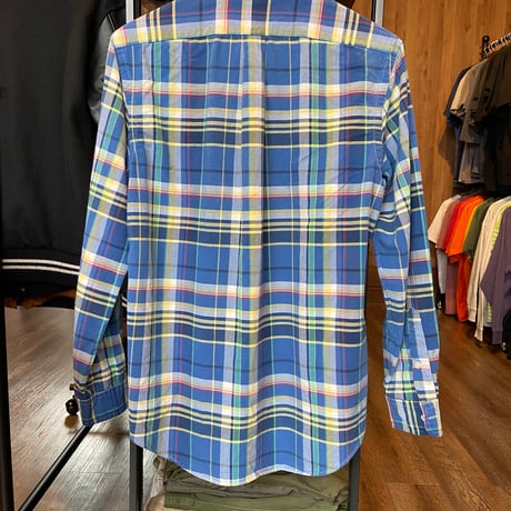 【RALPH LAUREN 】コットン100% ボタンダウンシャツ ブルー系マルチカラー M