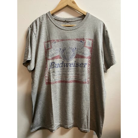 【Budweiser】バドワイザービール　Tシャツ　グレー　L　リペア済み