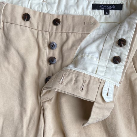 【Rhythm of Life by UNITED ARROWS】定番チノトラウザー "L" / コットン ボタンフライ ベージュ
