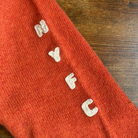 【日本製 L】project edition NYFCロゴニット セーター / オレンジ ウール混