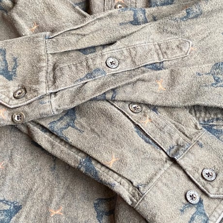 【WOOLRICH】Lサイズ　エルク総柄　ネルシャツ　厚手　フランネル　ハンティング柄