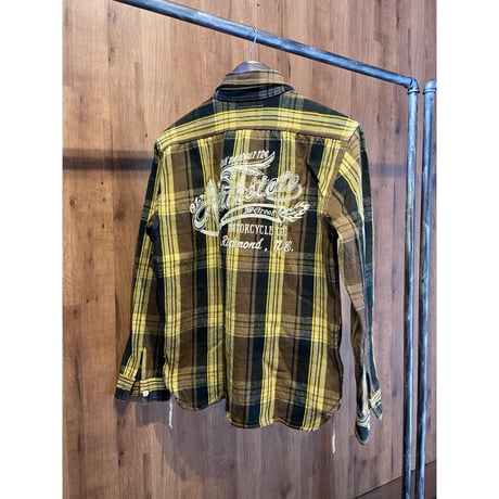 【M.W.S.】 ネルシャツ  厚手 コットン チェック ワークシャツ バイカー アメカジ  Borubic社製 L