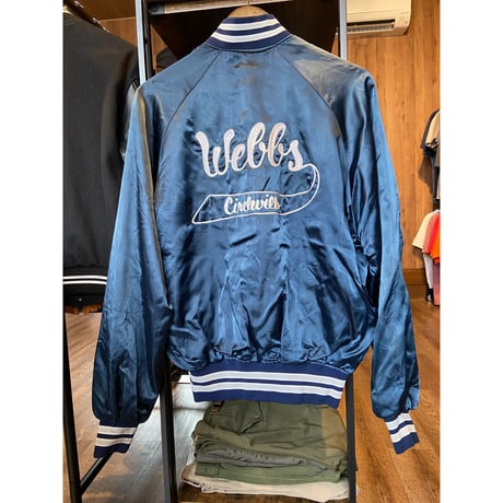 ヴィンテージ 80s HONE USSSA サテン スタジャン L ネイビー 1986年 野球/ソフトボール