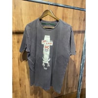 【MANIFEST】DESTRUCT IDENTITY グラフィック Tシャツ XL グレー 製品染め フェード感 音響機材 トーテムポール バックプリント