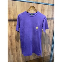 90s USA製【Polo by Ralph Lauren】 刺繍 ポケットTシャツ 紫 XL クレスト エンブレム ヴィンテージ