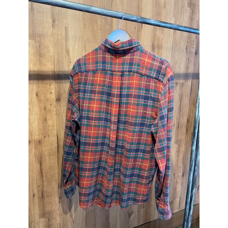 【LANDS' END】 コットンネルシャツ ボタンダウン L マルチカラーチェック柄