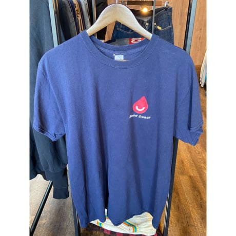 【GILDAN】 Life South 献血プロモTシャツ L ネイビー 星条旗モチーフ バックプリント