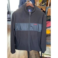 【CHAPS】切替デザイン フルジップ フリースジャケット ブラック M