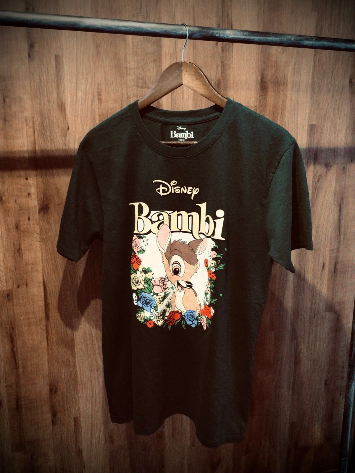Disney】バンビ パッチワーク調 アート プリント Tシャツ L ディズニー