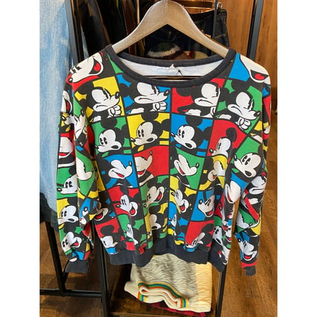 【80's-90's ヴィンテージ】ミッキーマウス マルチカラー 総柄スウェット