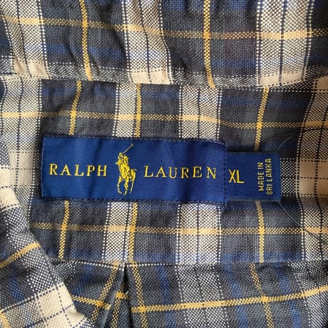 【RALPH LAUREN】 チェック ボタンダウン シャツ ネイビー×ベージュ XL