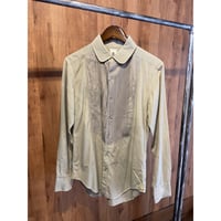 【mando】日本製 シルク混 プリーツ切替 タキシードシャツ グレージュ 40