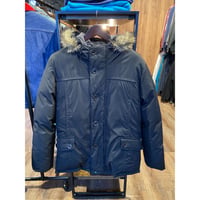 【Gap】 ファー付き ダウンジャケット M ブラック リブ袖