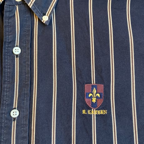 【Ralph Lauren】BLAIRE ストライプ ボタンダウンシャツ XL ネイビー