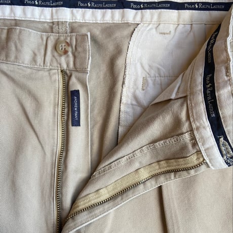 90s USA製 【Polo by Ralph Lauren】 ANDREW PANT  2タック チノパンツ ベージュ W36 L32