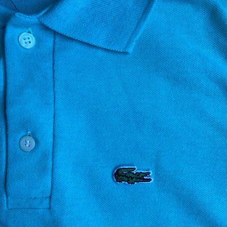 70s-80s フランス製 【CHEMISE LACOSTE】 鹿の子 ポロシャツ ミントブルー メンズXS-S相当 ヴィンテージ