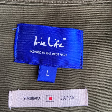 【IRIE LIFE】 チャイナボタン ワークシャツジャケット Lサイズ オリーブ 横浜ブランド