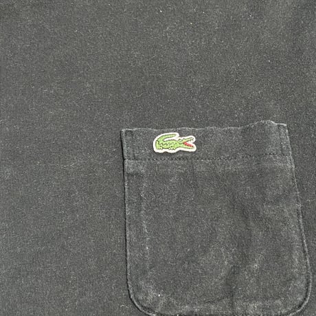 日本製【LACOSTE】 ワンポイントロゴ ポケットTシャツ ブラック L REGULAR FIT コットン100%