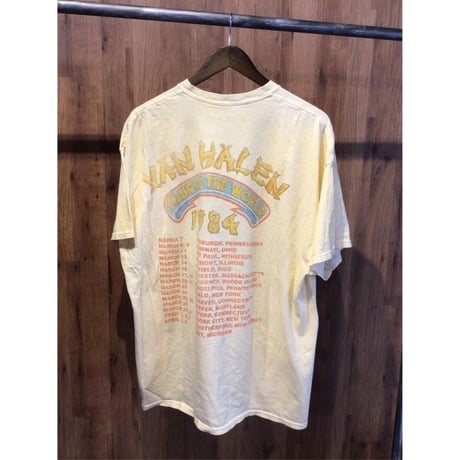 【VAN HALEN】 1984 TOUR OF THE WORLD バンドTシャツ  S-Mサイズ ライトイエロー