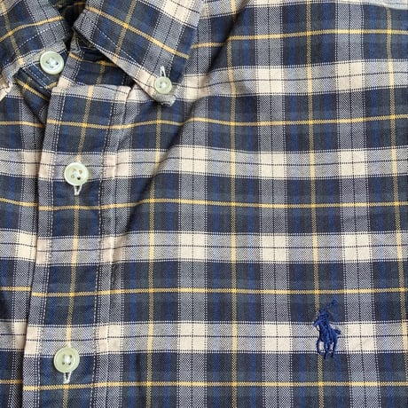 【RALPH LAUREN】 チェック ボタンダウン シャツ ネイビー×ベージュ XL
