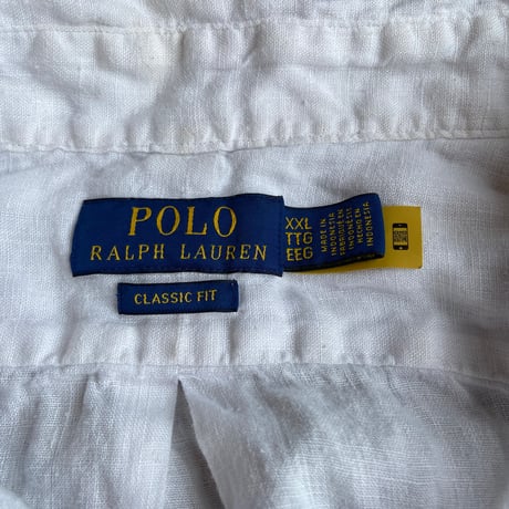 【Polo Ralph Lauren】 BDシャツ リネン100%ホワイト XXL クラシックフィット