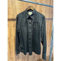 【Roper】 ウエスタンシャツ XL ブラック 黒 刺繍 クロス  スマイルポケット スナップボタン