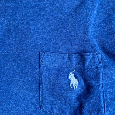【POLO RALPH LAUREN】 ポケットTシャツ L ネイビー 霜降り カスタムスリムフィット ポニー刺繍 半袖