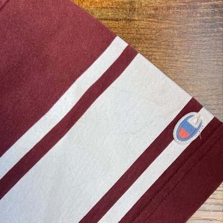 60s-70s復刻 【Champion】 ランタグ フットボールTシャツ バーガンディ M 65 ナンバリング