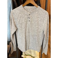 【GAP】 ヘンリーネック 長袖 Tシャツ 杢グレー XSサイズ 霜降り ロンT