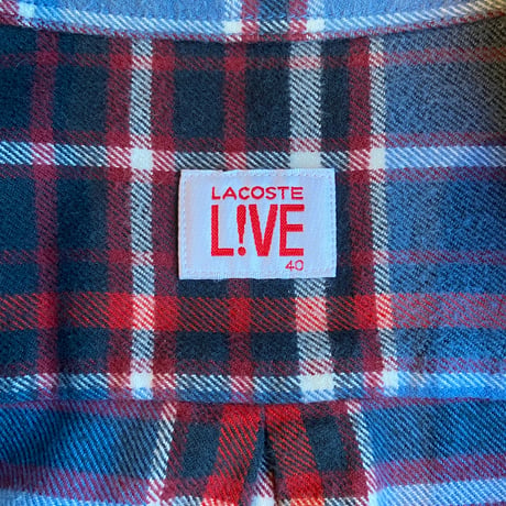 【LACOSTE L!VE】コットン フランネル チェックシャツ (40/M相当)ブルー × レッド