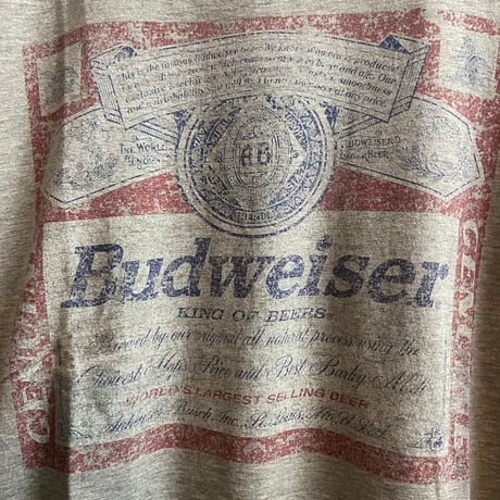 【Budweiser】バドワイザービール　Tシャツ　グレー　L　リペア済み