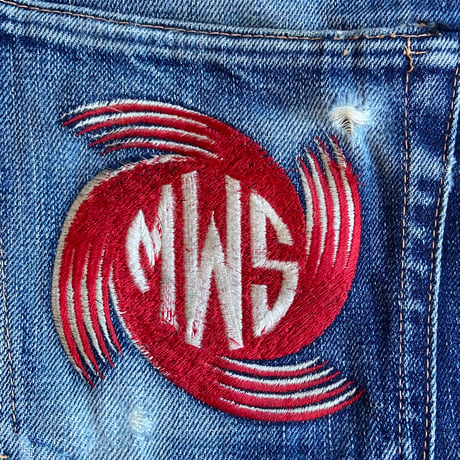 【MWS】 MIDCENTURY WILD HOT ROD SURFBEAT 濃紺色落ち デニムパンツ W36 ボタンフライ 100%コットン 日本製 雰囲気抜群