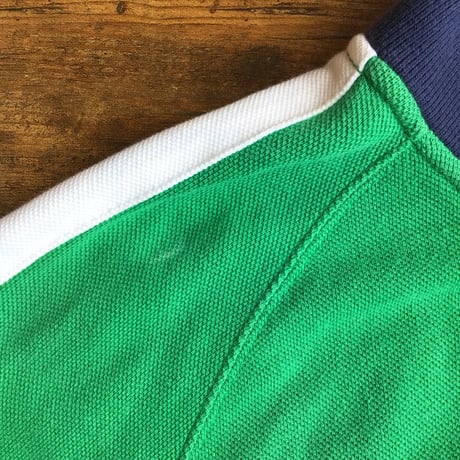【Polo by Ralph Lauren】トラックジャケット L グリーン FOREST HILLS 鹿の子風ジャージ ラグランスリーブ