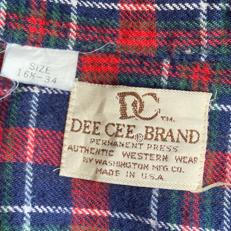 MADE IN USA【DEE CEE BRAND】赤紺 チェック柄 ウエスタンシャツ / 16 1/2 L-XL