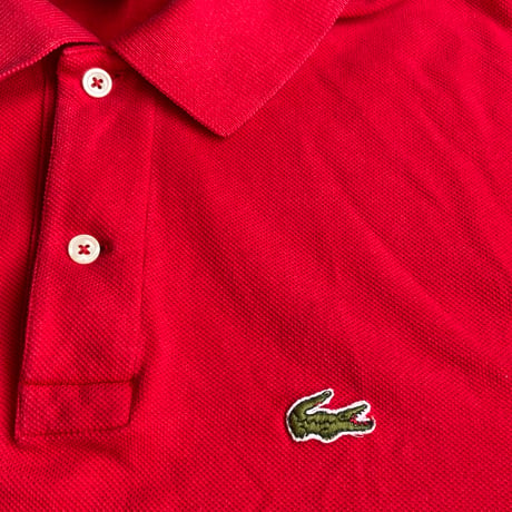 80s USA製【IZOD LACOSTE】 ヴィンテージ ポロシャツ レッド L 希少ダックテール