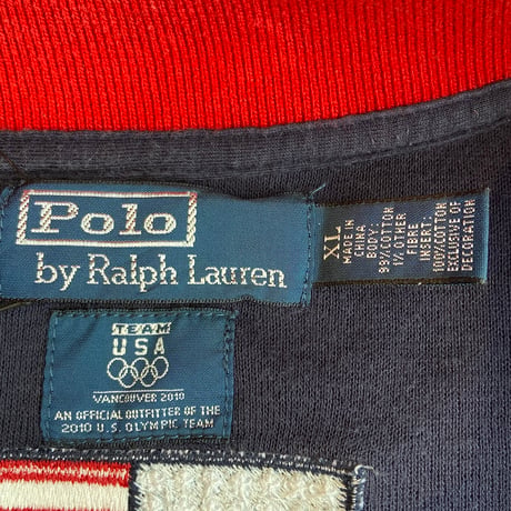 【Polo by Ralph Lauren】 2010年 バンクーバー五輪 公式モデル TEAM USA フルジップ スウェット ジャケット 紺 XL