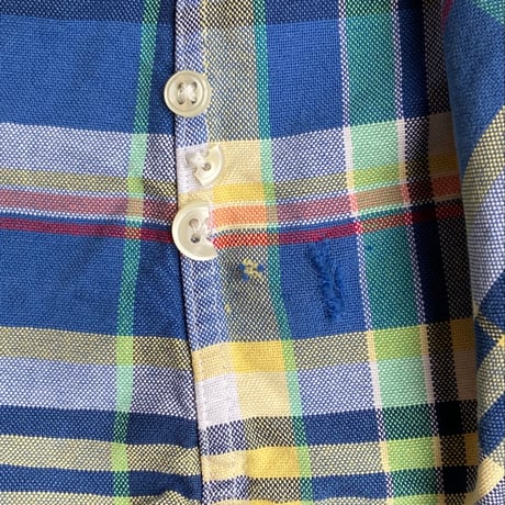 【RALPH LAUREN 】コットン100% ボタンダウンシャツ ブルー系マルチカラー M