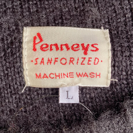 【PENNEY'S】ファイヤーパターン ニットセーター L / ペニーズ 炎柄 フレイムパターン クルーネック アクリルニット