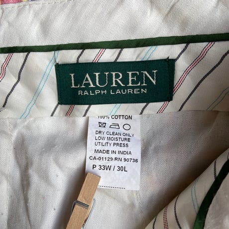 【LAUREN RALPH LAUREN】 マドラスチェック コットン スラックス パンツ マルチカラー W33 L30