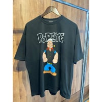 【POPEYE】 両面プリント キャラクターTシャツ ブラック Lサイズ ユニークバックプリント