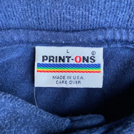 USA製【PRINT-ONS】 虎グラフィック 手刺繍ワンポイントポロシャツ ネイビー L