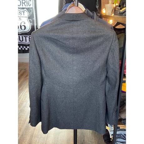 【UNITED ARROWS】 ウール ショールカラー タキシード ジャケット 44 グレー 日本製 くるみボタン 絹混 テーラード