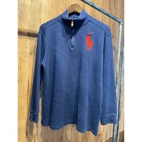 【Polo by Ralph Lauren】 ビッグポニー ハーフジップ スウェット ネイビー XL(18-20)