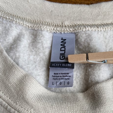 【GILDAN】 クルーネック スウェット サンドベージュ L メッセージプリント