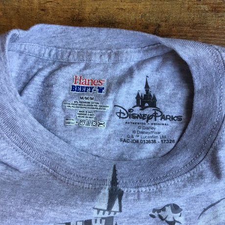 【ディズニーワールド WDW 2018】 パークマップTシャツ メンズM グレー ヘインズ BEEFY-T 総柄 ハイチ製